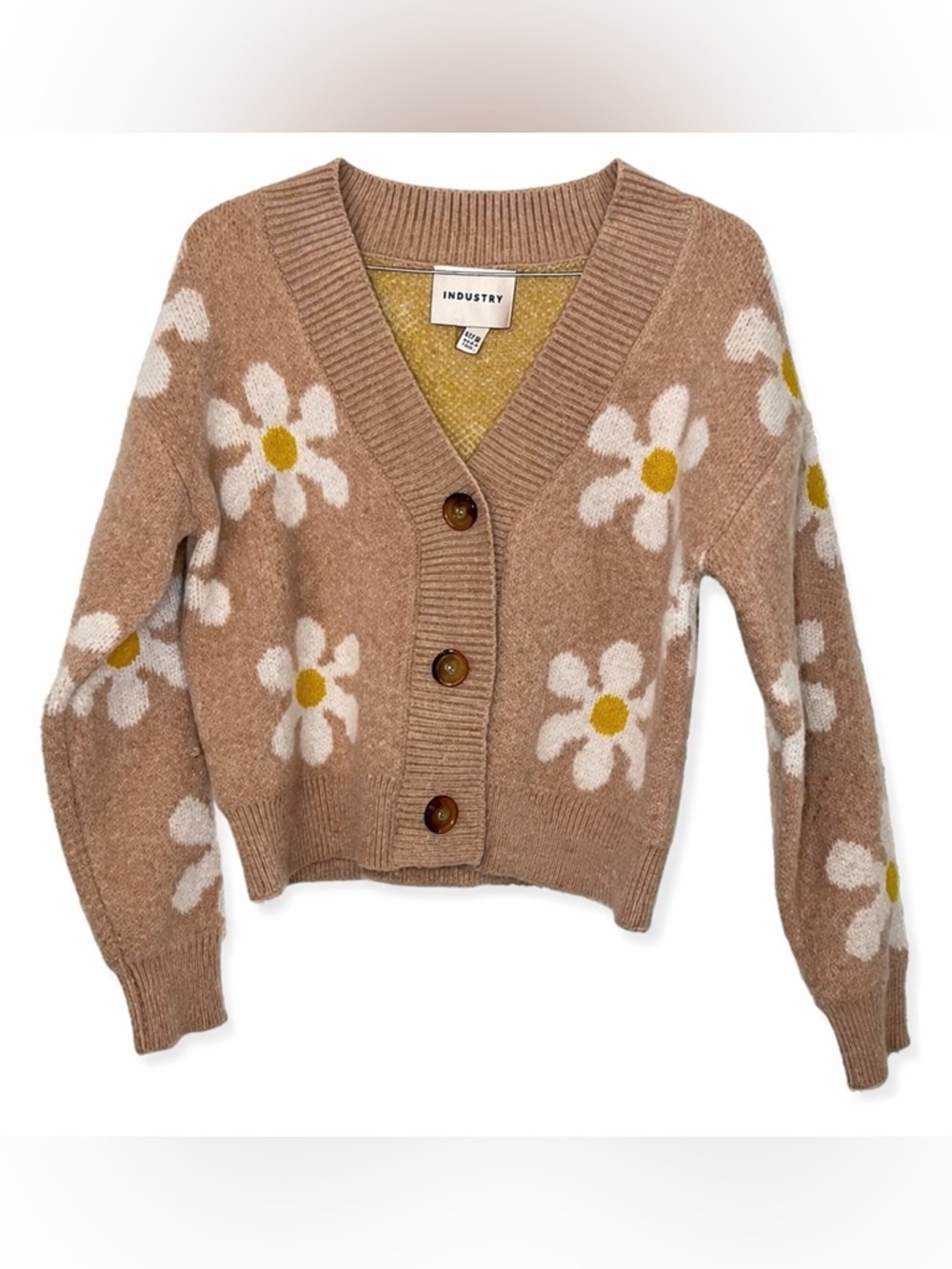 Industry Daisy Floral Cropped Cardigan Sweater Size S/P